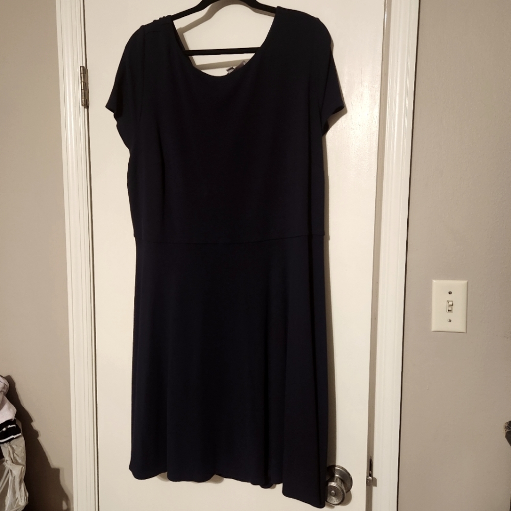 LOFT Navy Blue Fit and Flare Back Bow dress